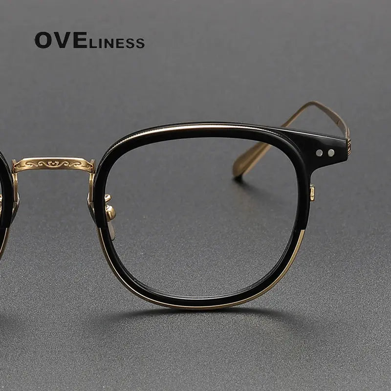 Unisex Square Full Rim Titanium Prescription Glasses Og001 — view 3 | Rx Spectacle