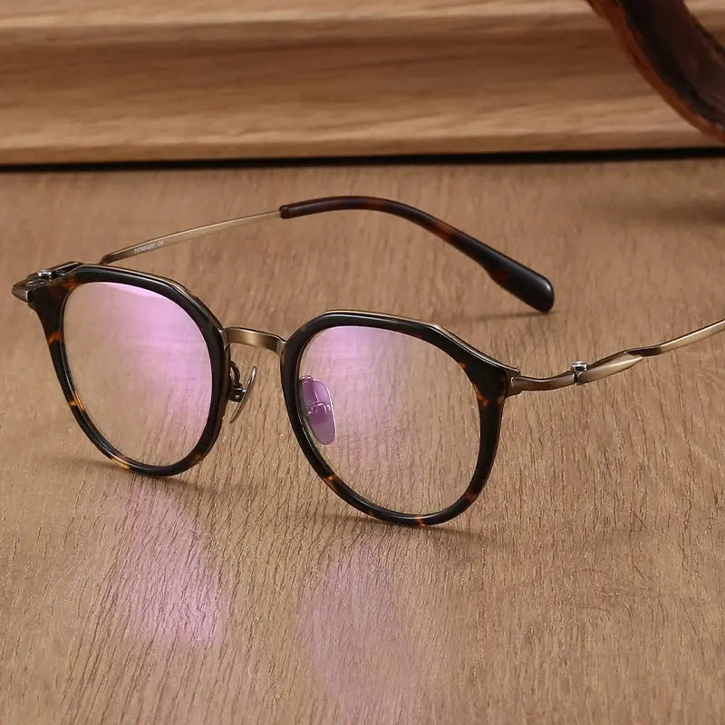 Unisex Oval Full Rim Titanium Flat Top Prescription Glasses 880058 — view 1 | Rx Spectacle