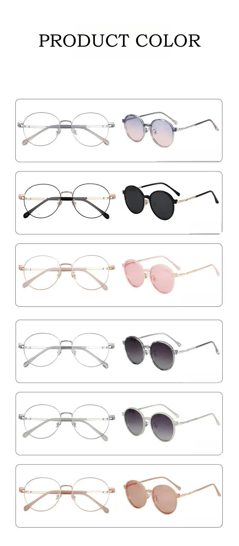 Unisex Round Full Rim Alloy Clip-On Prescription Glasses Y1106 — view 11 | Rx Spectacle