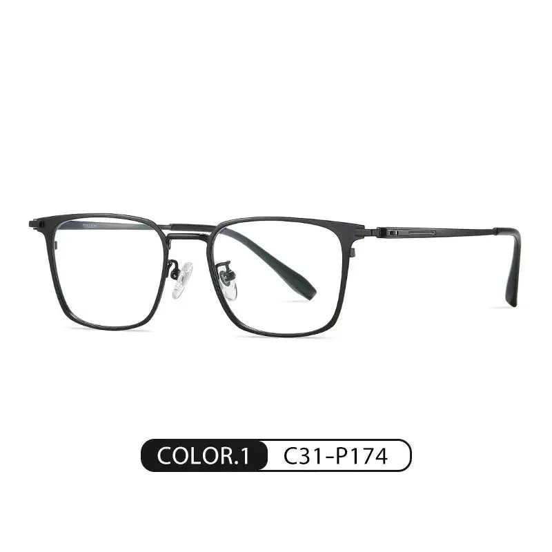 Men's Square Full Rim Titanium Prescription Glasses 919000 — view 6 | Rx Spectacle