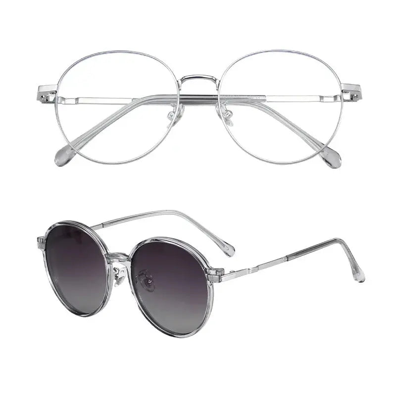Unisex Round Full Rim Alloy Clip-On Prescription Glasses Y1106 — view 6 | Rx Spectacle