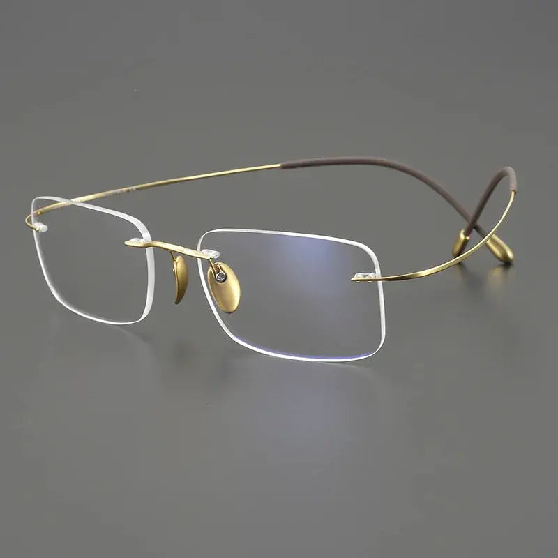 Unisex Square Rimless Titanium Prescription Glasses 615353 — view 4 | Rx Spectacle