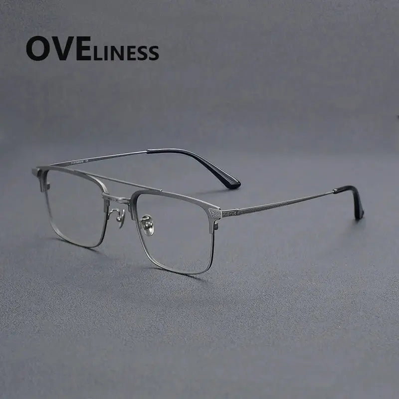 Men's Square Full Rim Titanium Double Bridge Prescription Glasses 981085 — view 3 | Rx Spectacle