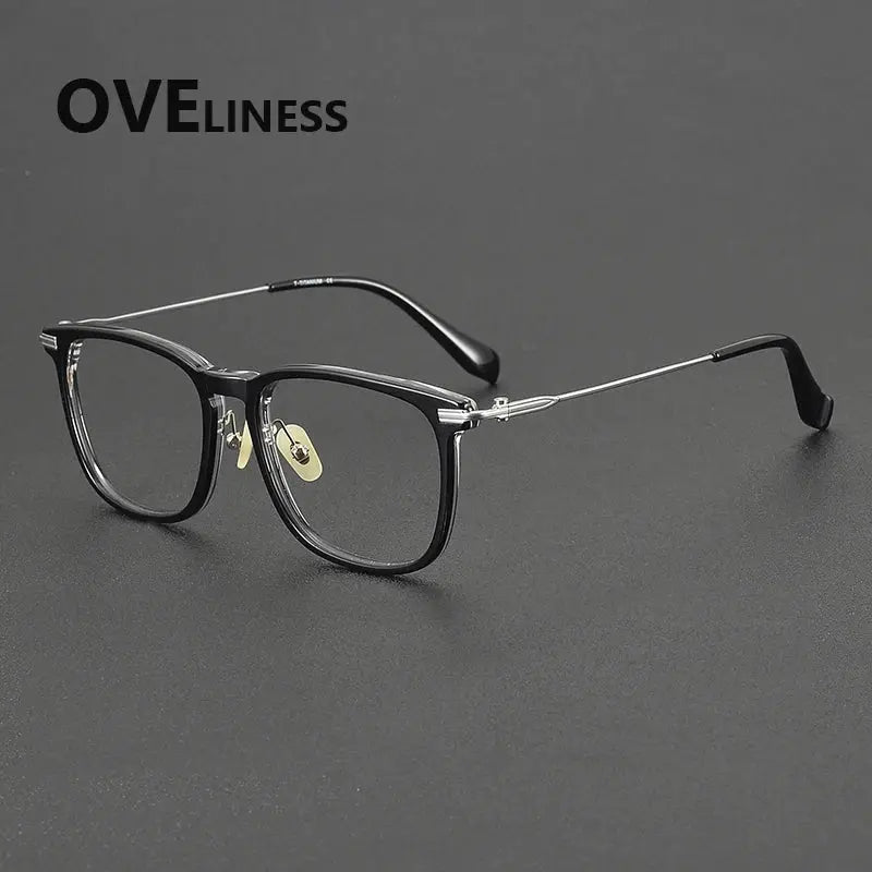 Unisex Square Full Rim Titanium Oversized Prescription Glasses 90003 — view 5 | Rx Spectacle