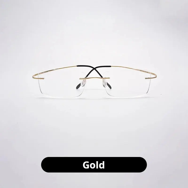 Unisex Square Rimless Titanium Prescription Glasses 20017 — view 6 | Rx Spectacle