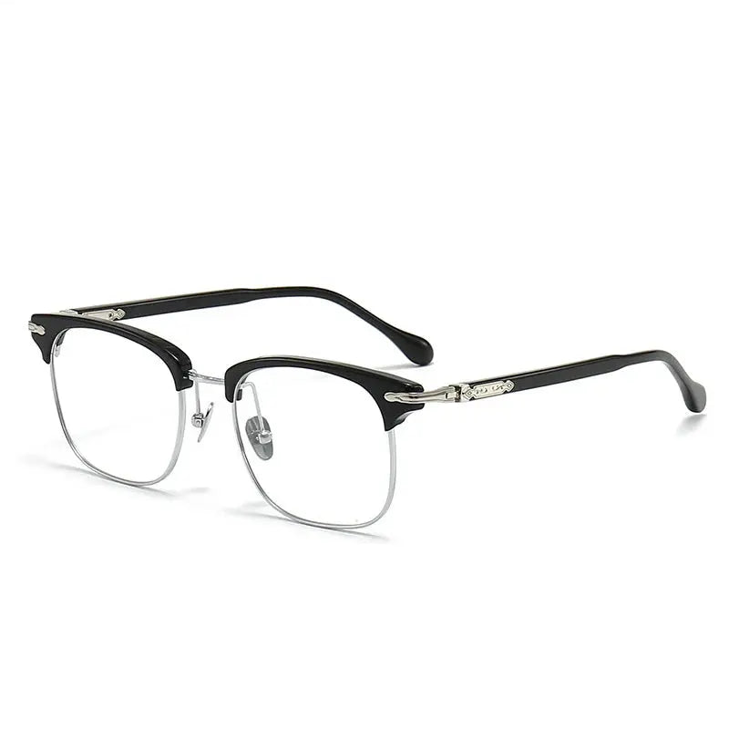 Unisex Square Full Rim Titanium Prescription Glasses M2049 — view 7 | Rx Spectacle