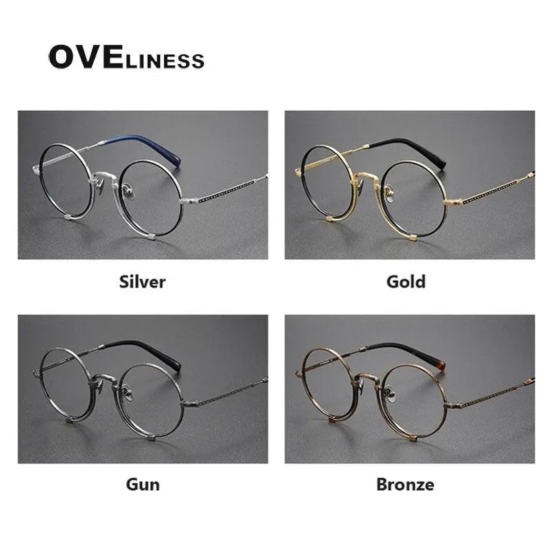 Unisex Round Full Rim Titanium Prescription Glasses 1013h — view 8 | Rx Spectacle