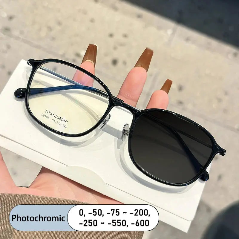 Unisex Square Full Rim Titanium Reading Glasses 69105 — view 4 | Rx Spectacle
