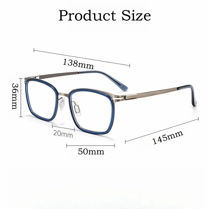 Unisex Square Full Rim Titanium Prescription Glasses Y7910 — view 4 | Rx Spectacle