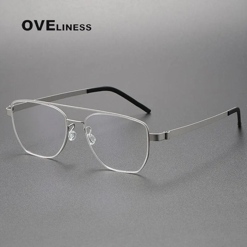 Unisex Square Full Rim Titanium Double Bridge Prescription Glasses 9622 — view 6 | Rx Spectacle