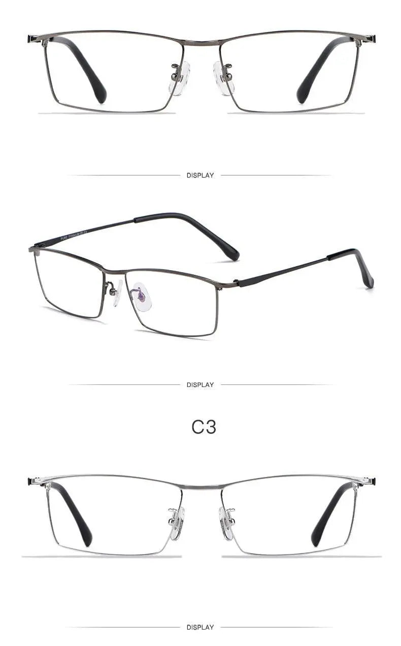 Men's Rectangular Full Rim Titanium Prescription Glasses J85517 — view 11 | Rx Spectacle