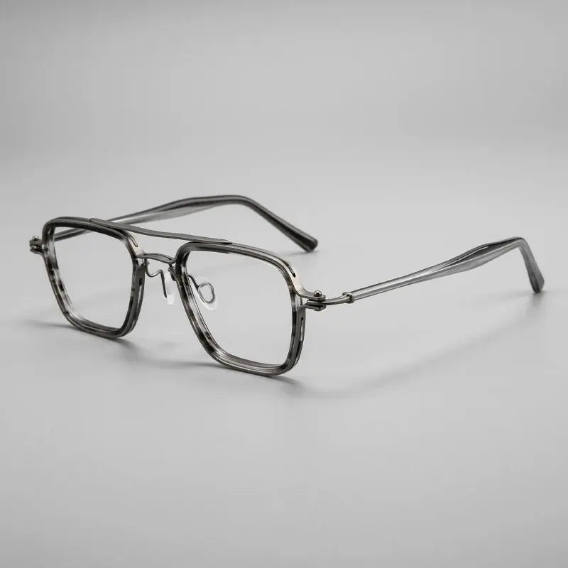 Unisex Square Full Rim Titanium Double Bridge Prescription Glasses 365875 — view 3 | Rx Spectacle