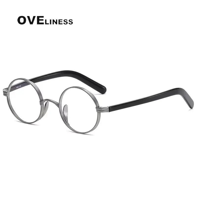 Women's Round Full Rim Titanium Prescription Glasses 91101 — view 5 | Rx Spectacle