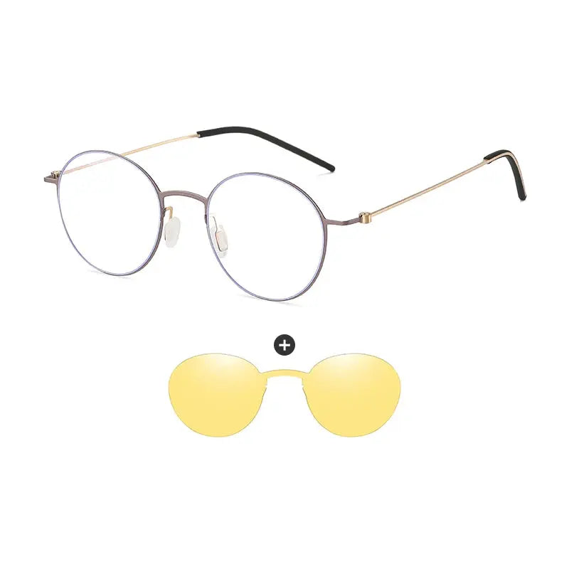 Unisex Round Full Rim Stainless Steel Clip-On Prescription Glasses 790914 — view 8 | Rx Spectacle