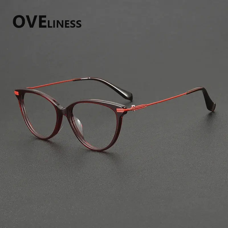 Women's Cat Eye Full Rim Titanium Prescription Glasses 900001 — view 4 | Rx Spectacle