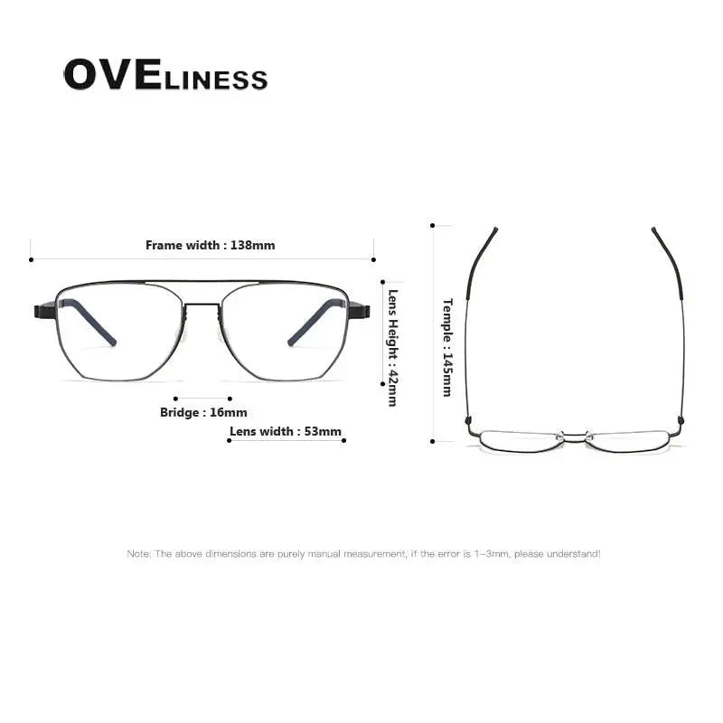 Unisex Square Full Rim Titanium Double Bridge Prescription Glasses 9622 — view 11 | Rx Spectacle