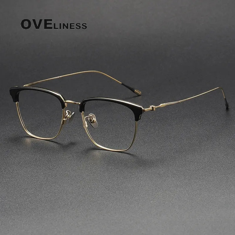 Unisex Square Full Rim Titanium Prescription Glasses 380899 — view 3 | Rx Spectacle
