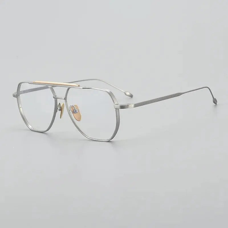 Unisex Oval Full Rim Titanium Double Bridge Prescription Glasses Jr39 — view 4 | Rx Spectacle