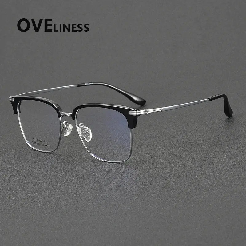 Unisex Square Full Rim Titanium Oversized Prescription Glasses 32009 — view 7 | Rx Spectacle