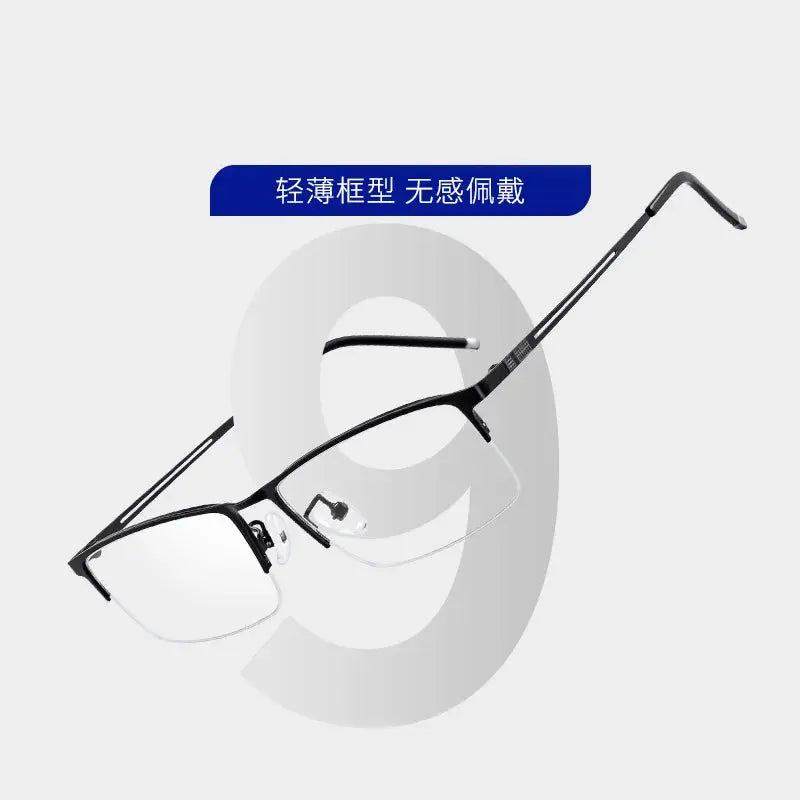 Men's Square Semi-Rimless Alloy Prescription Glasses 990070 — view 7 | Rx Spectacle