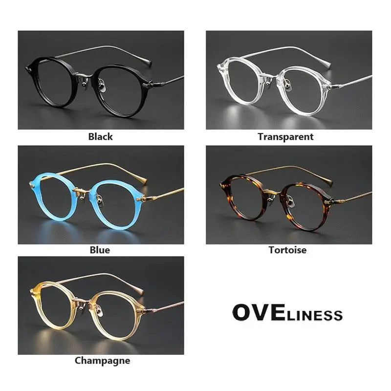 Unisex Round Full Rim Titanium Prescription Glasses Kmn182 — view 10 | Rx Spectacle