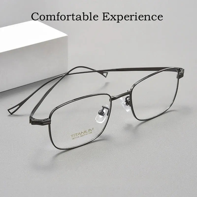 Men's Square Full Rim Titanium Prescription Glasses Y181113 — view 3 | Rx Spectacle