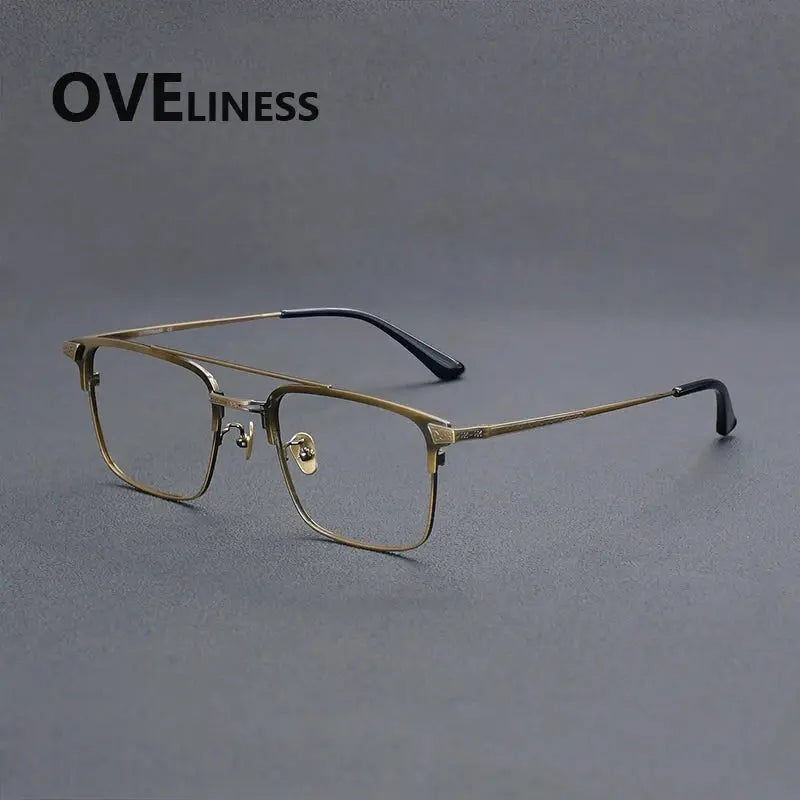 Men's Square Full Rim Titanium Double Bridge Prescription Glasses 981085 — view 7 | Rx Spectacle