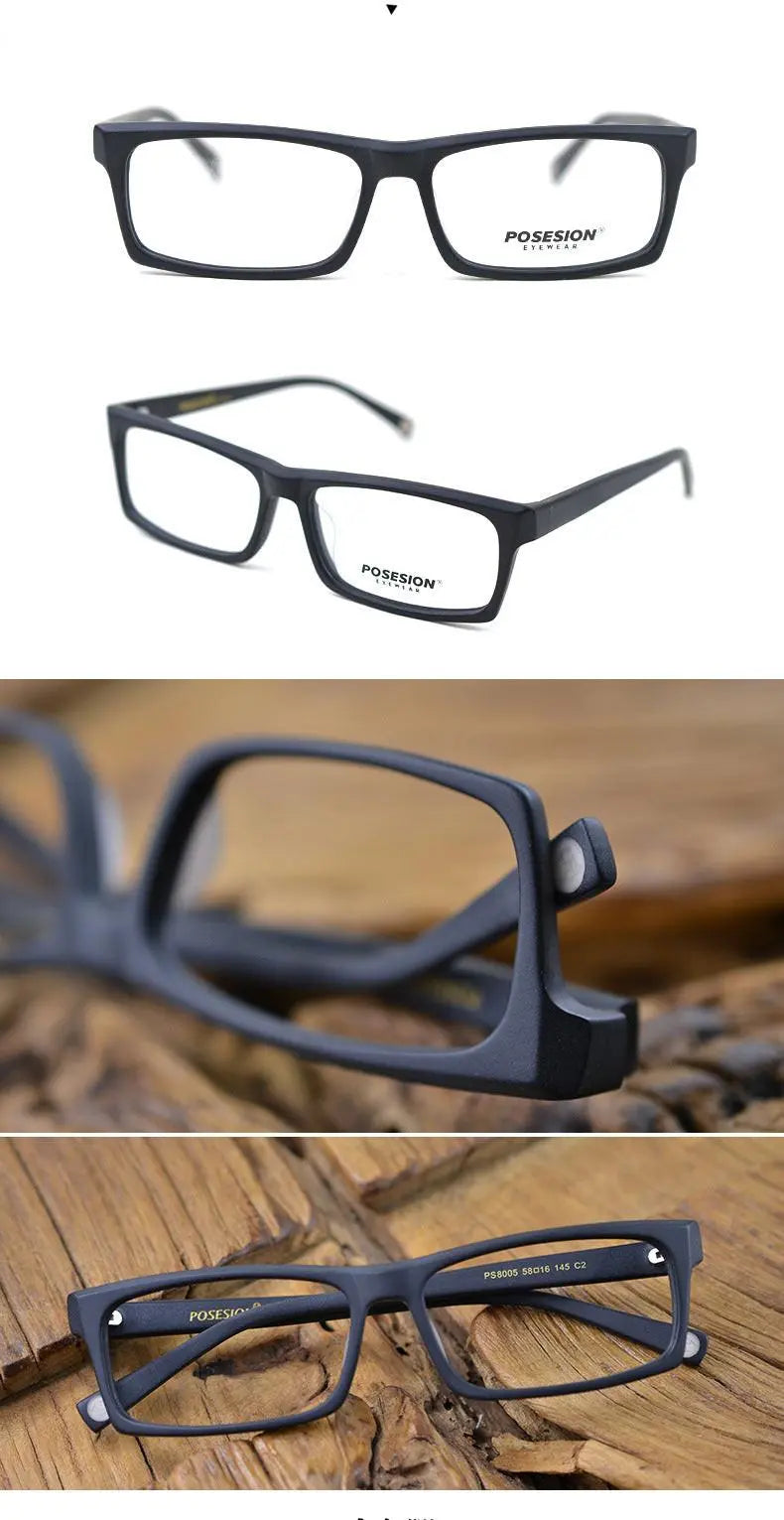 Men's Rectangular Full Rim Acetate Prescription Glasses Ps8005 — view 12 | Rx Spectacle