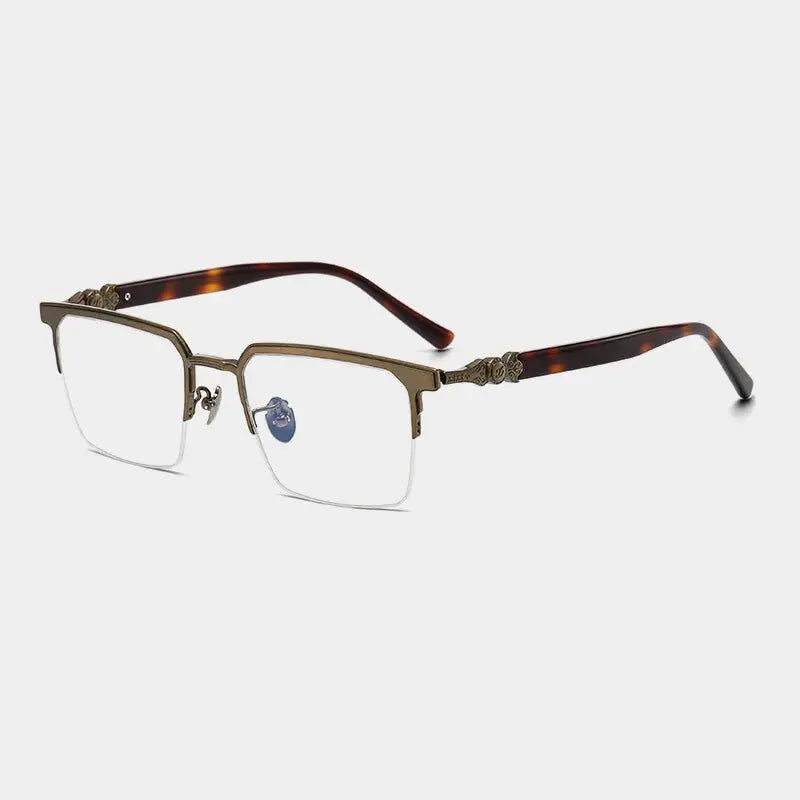 Unisex Browline Semi-Rimless Titanium Prescription Glasses 886860 — view 4 | Rx Spectacle
