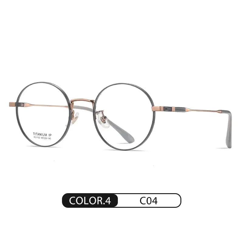 Women's Round Full Rim Titanium Prescription Glasses 31102 — view 4 | Rx Spectacle