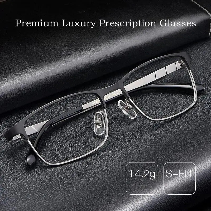 Men's Square Full Rim Titanium Prescription Glasses Ht0137 — view 2 | Rx Spectacle