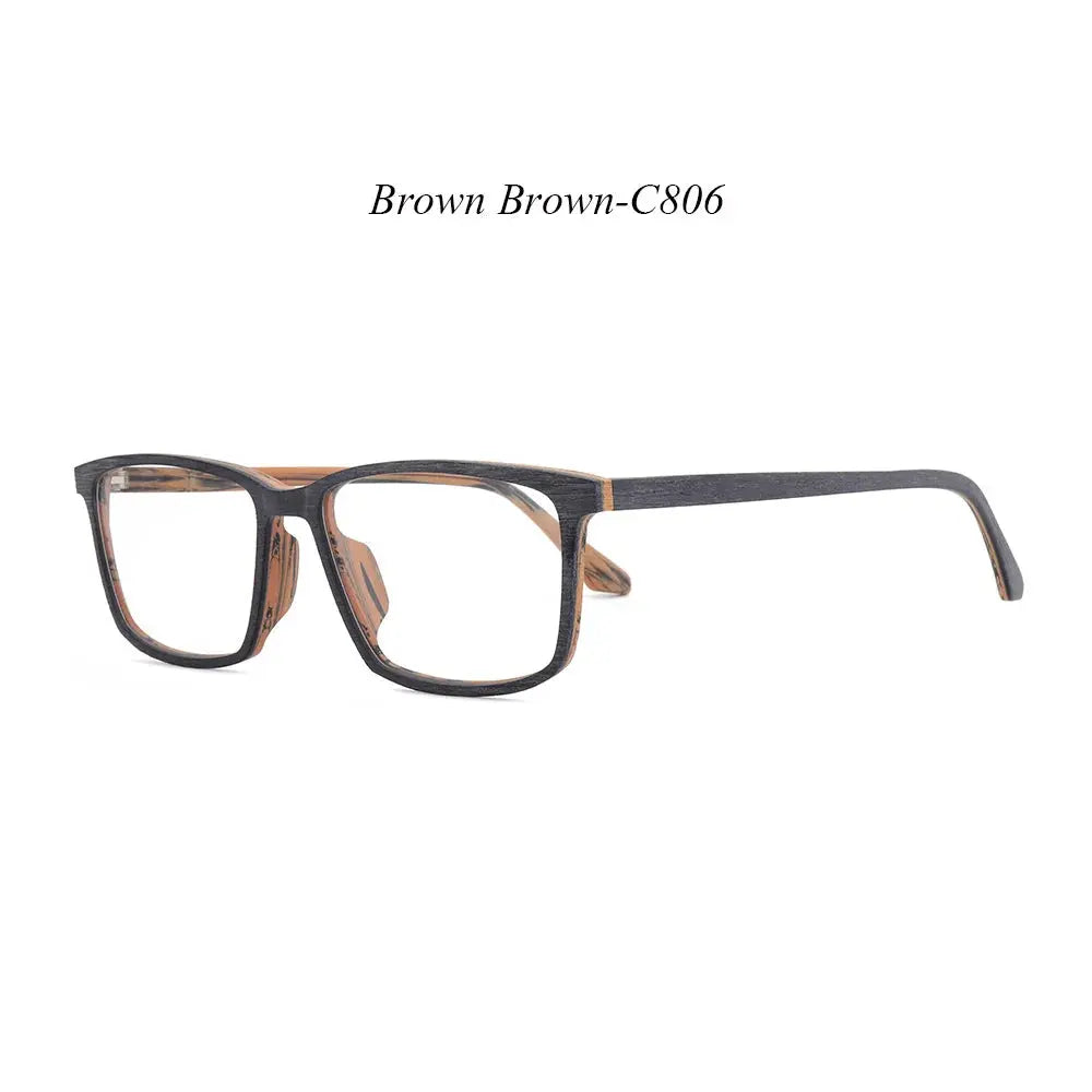 Men's Square Full Rim Wood Prescription Glasses 911695 — view 4 | Rx Spectacle