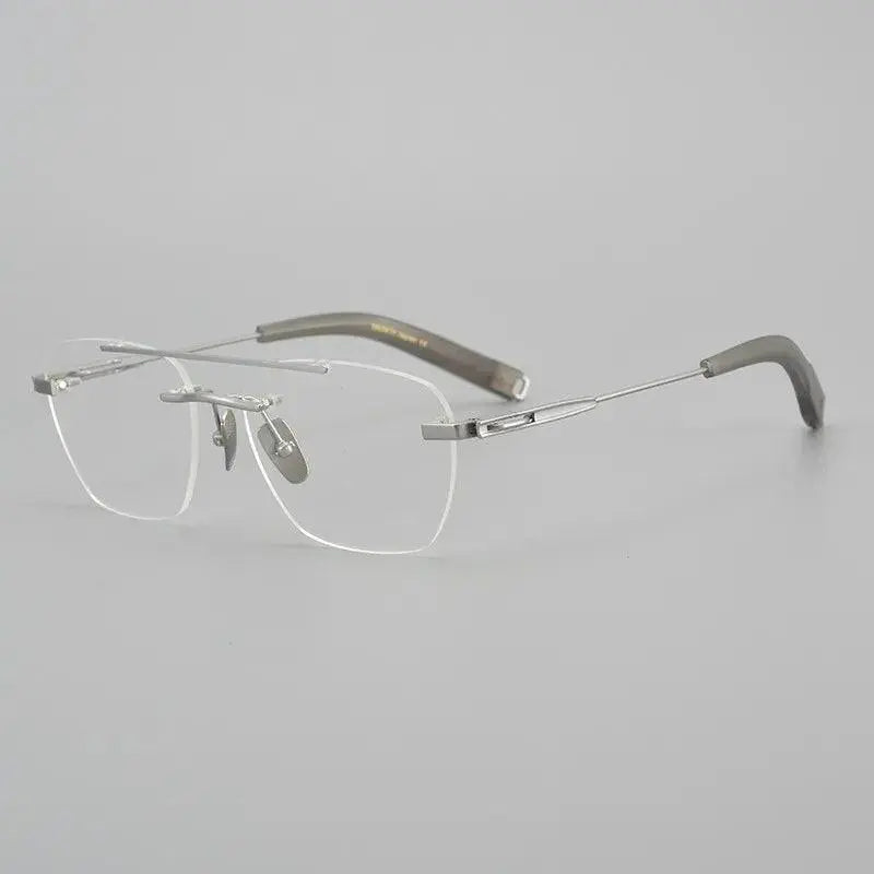 Unisex Square Rimless Titanium Double Bridge Prescription Glasses Dtx419 — view 8 | Rx Spectacle