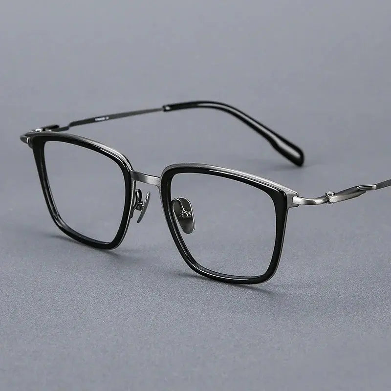 Men's Square Full Rim Titanium Prescription Glasses 005500 — view 3 | Rx Spectacle