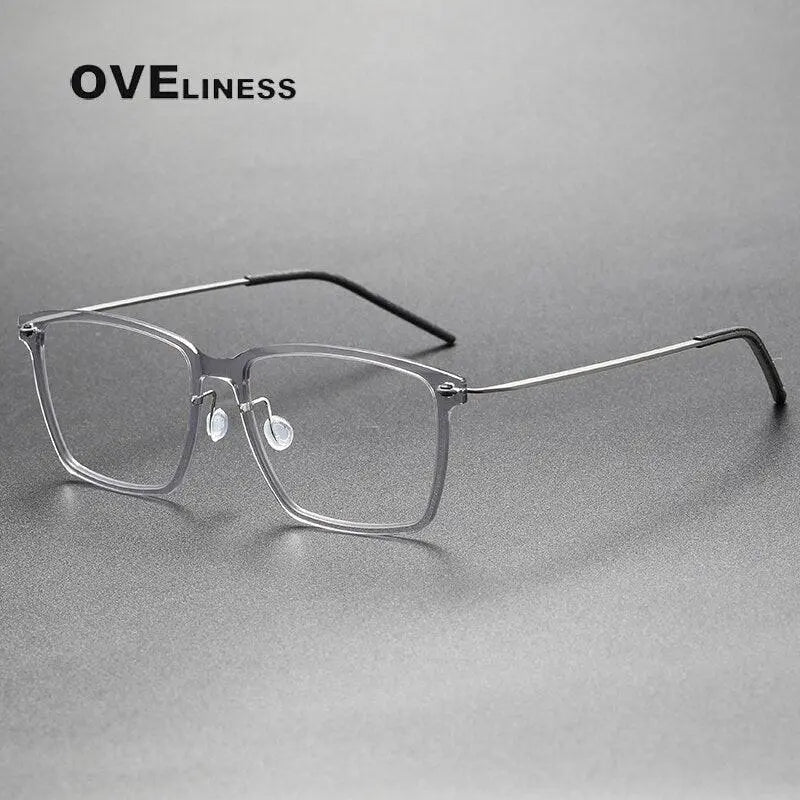 Unisex Square Full Rim Titanium Screwless Prescription Glasses 6505 — view 2 | Rx Spectacle