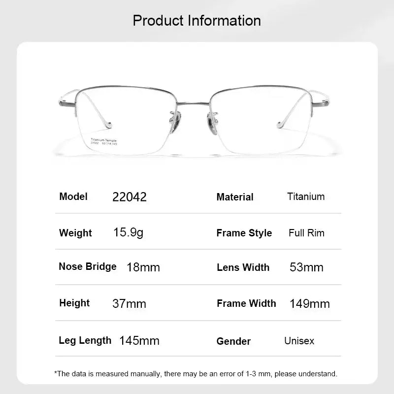 Men's Polygon Semi-Rimless Titanium Prescription Glasses 220420 — view 2 | Rx Spectacle