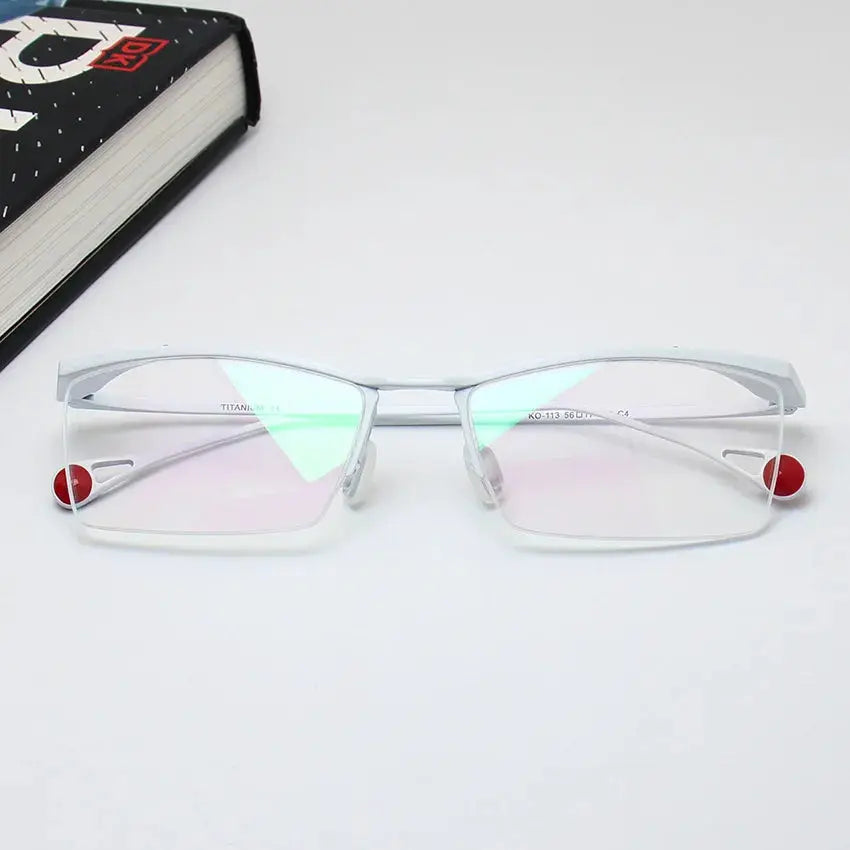 Men's Browline Semi-Rimless Titanium Prescription Glasses 195113 — view 6 | Rx Spectacle