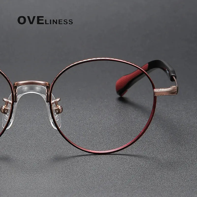 Unisex Round Full Rim Titanium Prescription Glasses 80939 — view 3 | Rx Spectacle