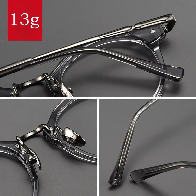 Unisex Round Full Rim Titanium Prescription Glasses Y2055 — view 5 | Rx Spectacle