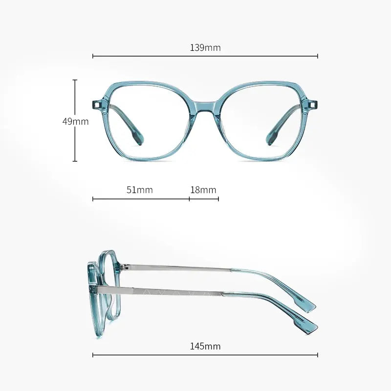 Women's Square Full Rim Acetate Prescription Glasses 9225 — view 3 | Rx Spectacle
