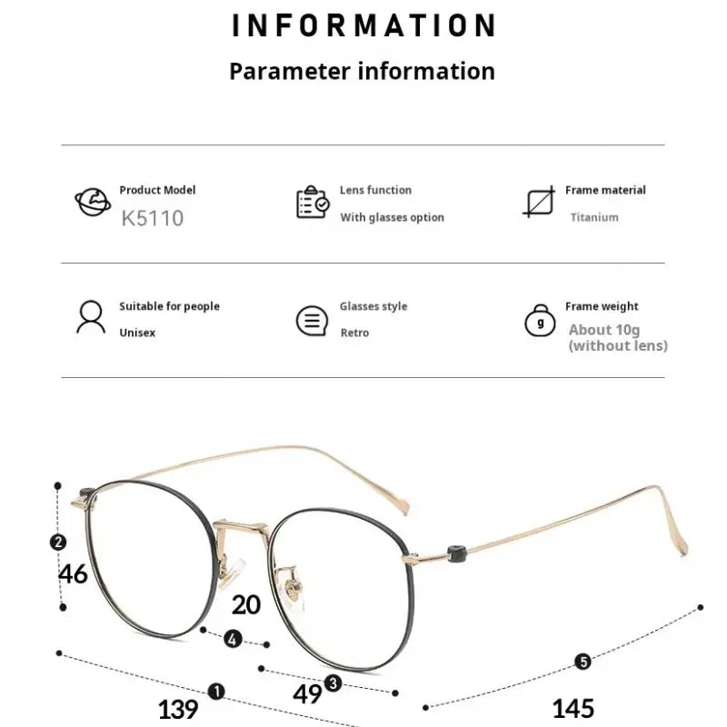 Women's Round Full Rim Titanium Prescription Glasses 45110 — view 2 | Rx Spectacle
