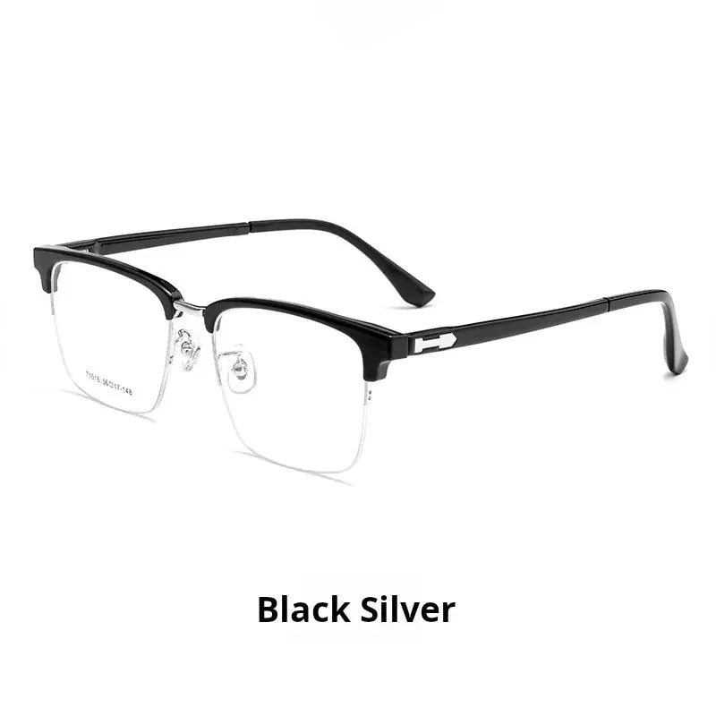 Men's Square Semi-Rimless Titanium Prescription Glasses 71016 — view 4 | Rx Spectacle