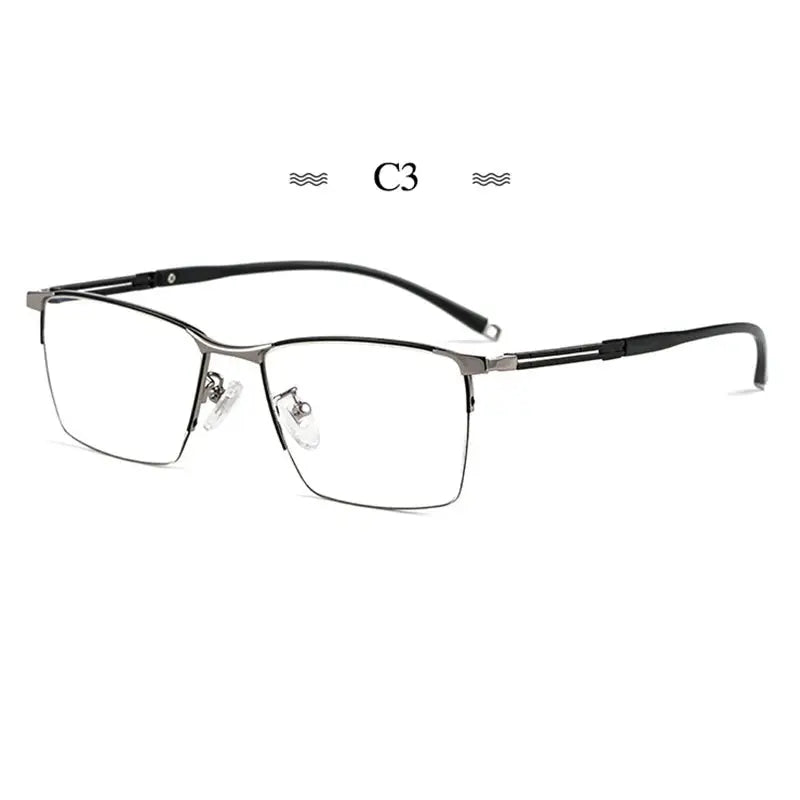 Unisex Square Semi-Rimless Titanium Prescription Glasses 860247 — view 3 | Rx Spectacle