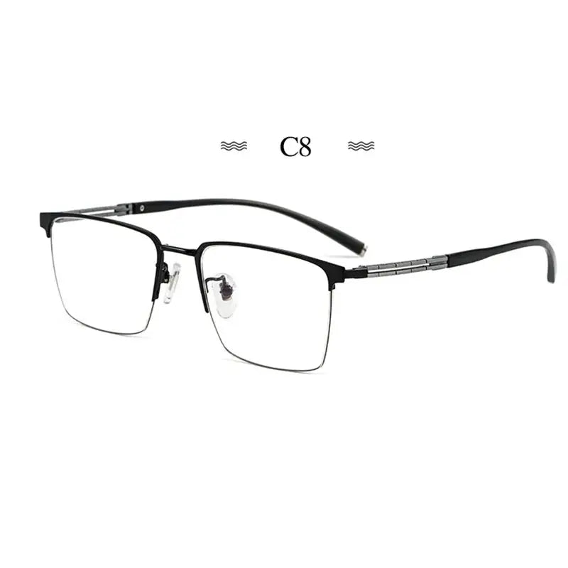 Unisex Square Semi-Rimless Titanium Prescription Glasses 486107 — view 5 | Rx Spectacle
