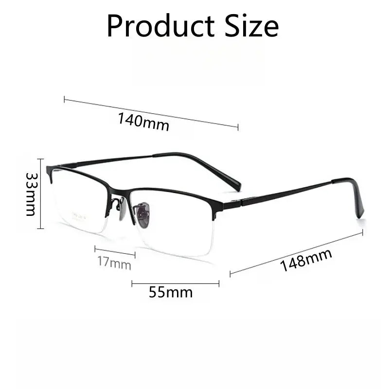 Men's Square Semi-Rimless Titanium Prescription Glasses 26002 — view 3 | Rx Spectacle