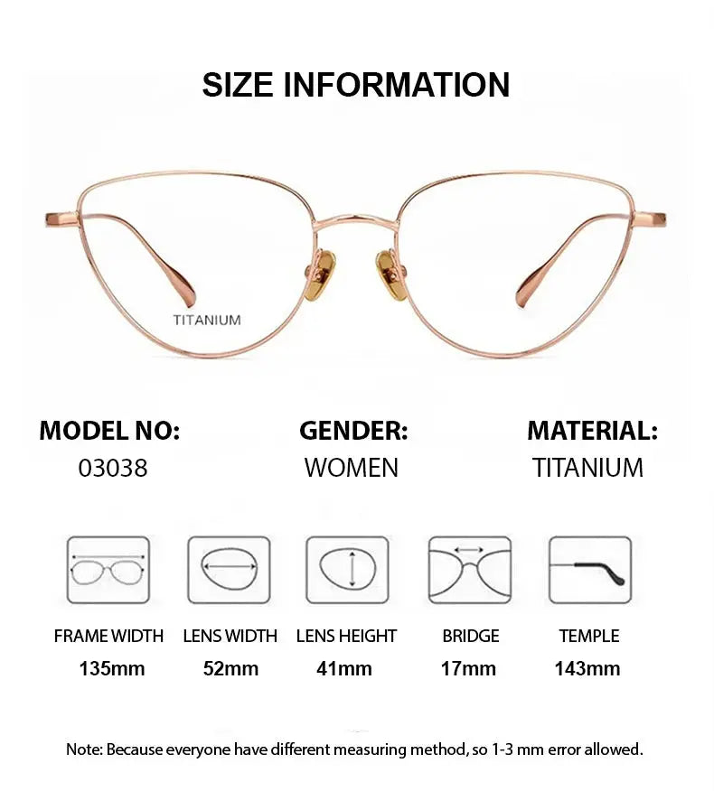 Women's Cat Eye Full Rim Titanium Prescription Glasses 303038 — view 2 | Rx Spectacle