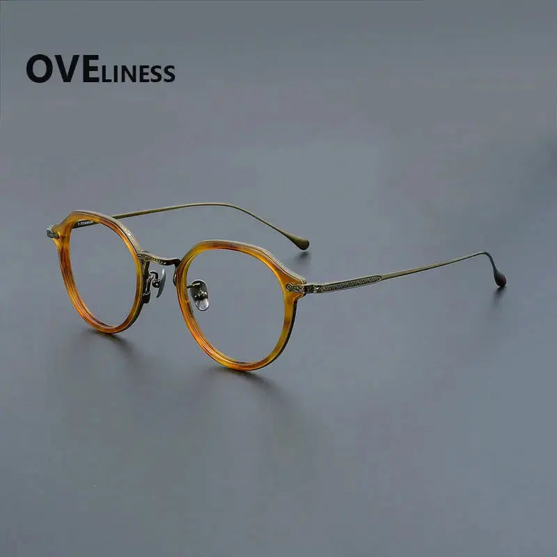 Unisex Oval Full Rim Titanium Flat Top Prescription Glasses 92209 — view 7 | Rx Spectacle