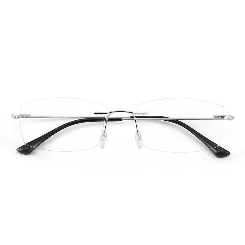 Unisex Square Rimless Titanium Prescription Glasses S8161 — view 4 | Rx Spectacle
