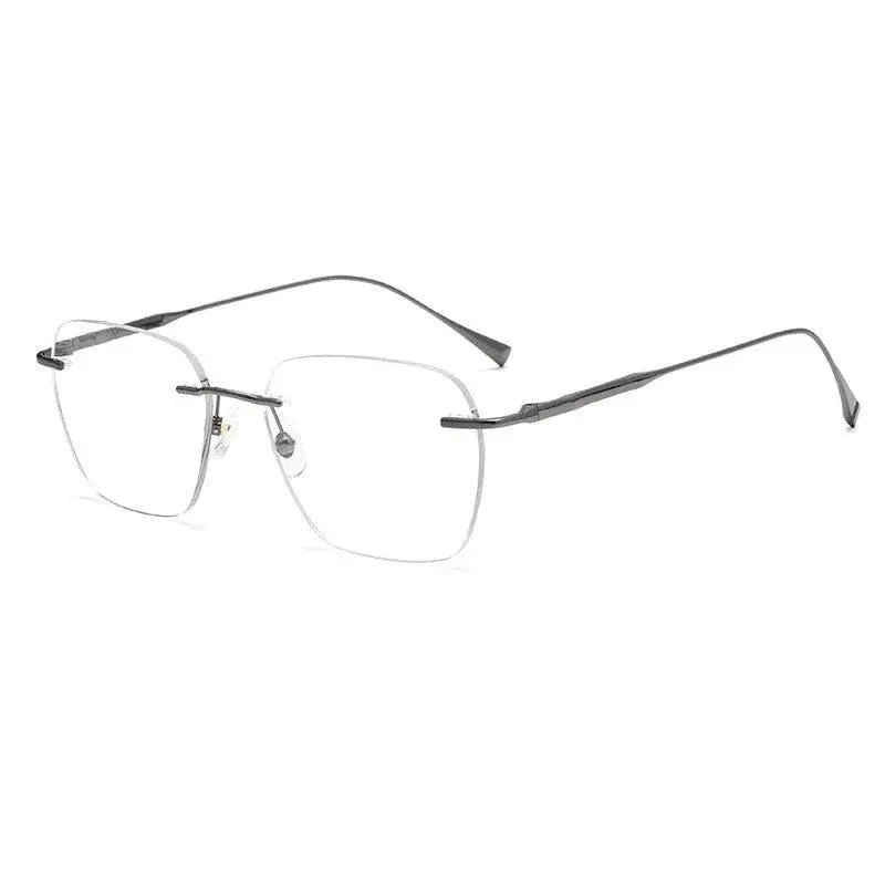 Unisex Square Rimless Titanium Prescription Glasses 1912t — view 7 | Rx Spectacle