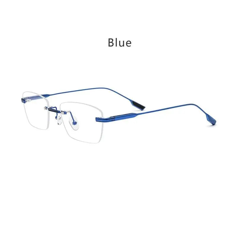 Unisex Polygon Rimless Titanium Prescription Glasses 10093 — view 5 | Rx Spectacle